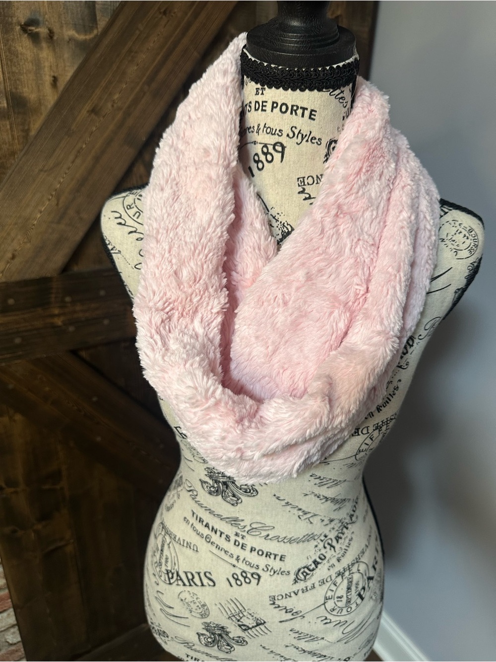 Soft Plush Pink Infinity Scarf - Women's Accessory